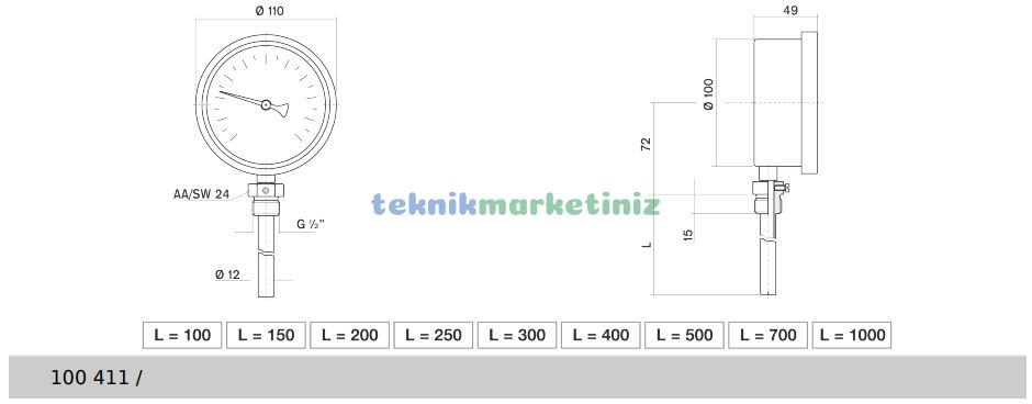 te100-pakkens-100411-komple-paslanmaz-termometreler-alttan-cikisli-teknik-cizimi-ve-boyutlari